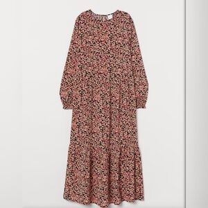 H&M Floral Print Long Sleeved Midi Feminine Flowy Fairy Comfy Dress Size XXL